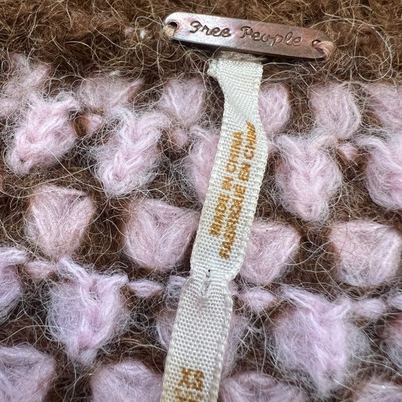 Free People Button Front Cardigan Sweater Brown/Pink XS Alpaca Long Sleeves - Picture 8 of 14